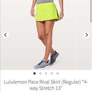 Lululemon Lucid Lime Pace Rival Skirt